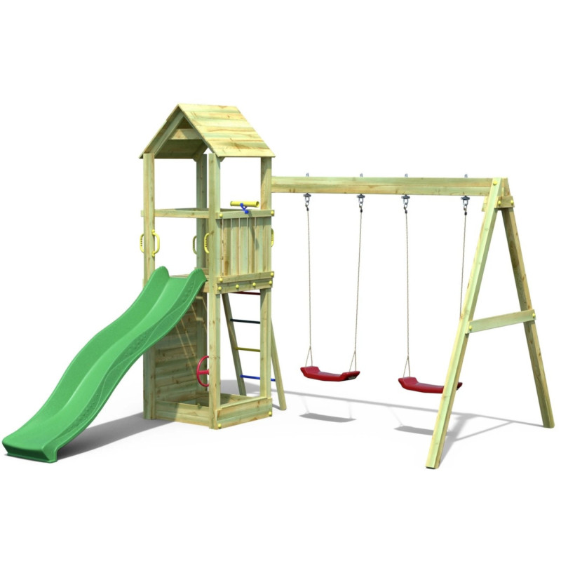 Aire de jeux en bois FLAPPI de Fungoo, ludique et bien pensée 