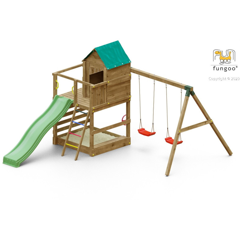 Air de jeux en bois avec double balançoire JARCAS - FUNGO 