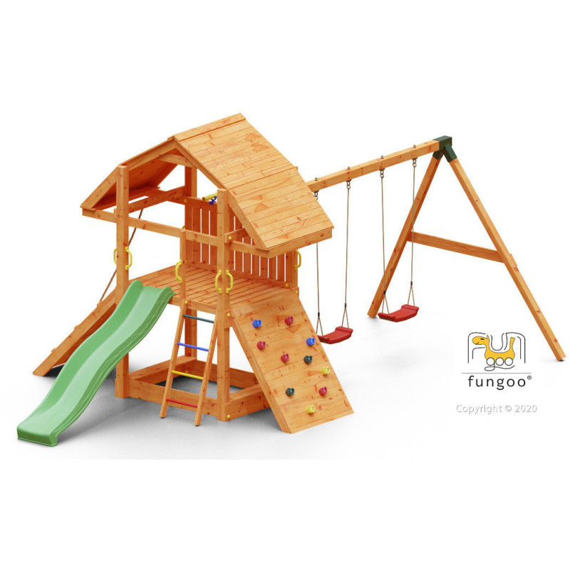 Aire de jeux en bois avec balançoire double Buffalo - FUNGOO