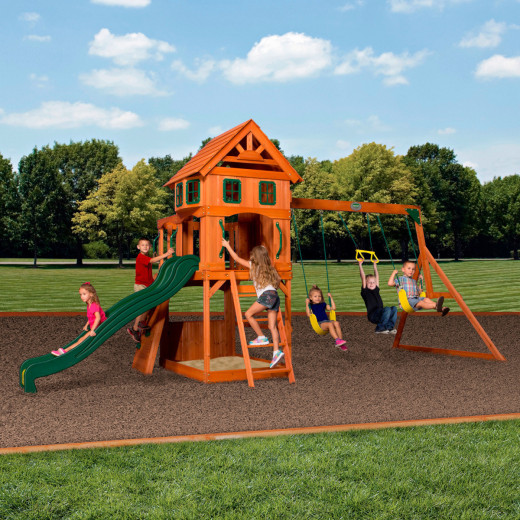 Aire de jeux Atlantic en bois imputrescible – Backyard Discovery