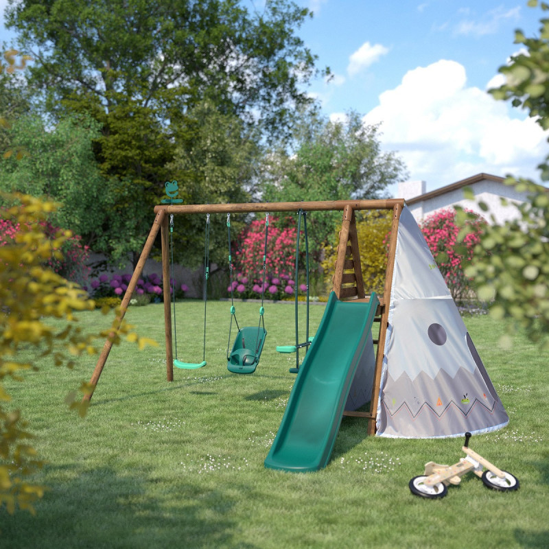 Station de jeux en bois autoclave Camélia 426x354x222cm – SOULET
