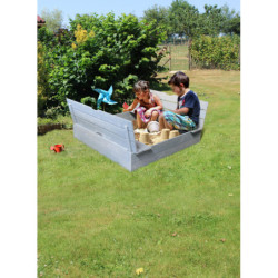 Bac à sable en bois percé pour enfants avec bancs 118x118x22cm SOULET