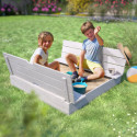 Bac à sable en bois percé pour enfants avec bancs 118x118x22cm SOULET