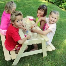 Table de pique-nique en bois avec bac à sable intégré 90x91x50cm SOULET