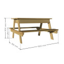Table de pique-nique en bois avec bac à sable intégré 90x91x50cm SOULET