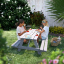 Table de pique-nique en bois lasuré taupe 90x91x50cm - SOULET