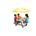 Table de pique-nique en bois lasuré taupe 90x91x50cm - SOULET