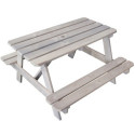 Table de pique-nique en bois lasuré taupe 90x91x50cm - SOULET