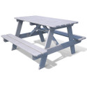 Table de pique-nique en bois lasuré taupe 90x91x50cm - SOULET
