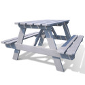 Table de pique-nique en bois lasuré taupe 90x91x50cm - SOULET