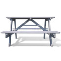 Table de pique-nique en bois lasuré taupe 90x91x50cm - SOULET