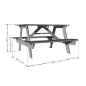 Table de pique-nique en bois lasuré taupe 90x91x50cm - SOULET