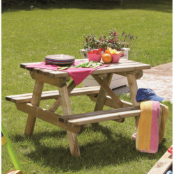 Table de pique-nique en bois traité autoclave 90x89x56cm - SOULET