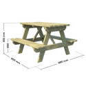 Table de pique-nique en bois traité autoclave 90x89x56cm - SOULET