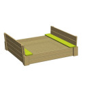 Bac à sable en bois avec bancs rabattables 120x120x25cm Wendi Toys
