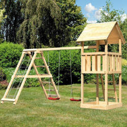 Tour de jeux en bois avec 2 balançoires et échelles Lotti - Akubi