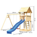 Tour de jeux avec 2 balançoires et toboggan bleu en bois Lotti - Akubi