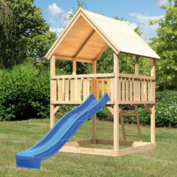 Tour de jeux avec toboggan bleu en épicéa naturel Luis - Akubi