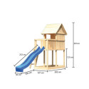 Cabane sur pilotis avec toboggan bleu en épicéa naturel Frieda - Akubi