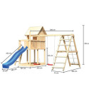 Cabane avec toboggan bleu et double échelle bois Frieda - Akubi