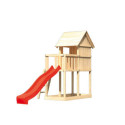 Cabane sur pilotis avec toboggan rouge en épicéa naturel Frieda - Akubi