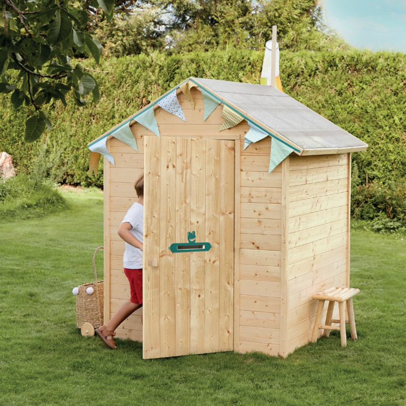 Cabane de jeux en bois brut Garance avec manche à vent - SOULET