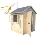 Cabane de jeux en bois brut Garance avec manche à vent - SOULET