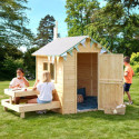 Cabane de jeux en bois brut Tiana avec table de pique-nique - SOULET