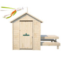 Cabane de jeux en bois brut Tiana avec table de pique-nique - SOULET