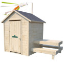 Cabane de jeux en bois brut Tiana avec table de pique-nique - SOULET