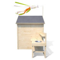 Cabane en bois brut Blanche avec cuisine et table de pique-nique SOULET