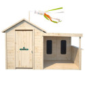 Cabane en bois brut Sarah avec préau et tableaux noirs SOULET