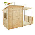 Cabane de jeux en bois brut Santa Barbara avec pergola - SOULET