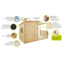 Cabane de jeux en bois brut Santa Barbara avec pergola - SOULET