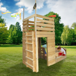 Cabane de jeux en bois brut Pirate avec bac à sable - SOULET
