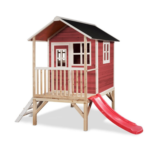 Cabane de jeux en bois Loft 300 - coloris rouge - Exit Toys