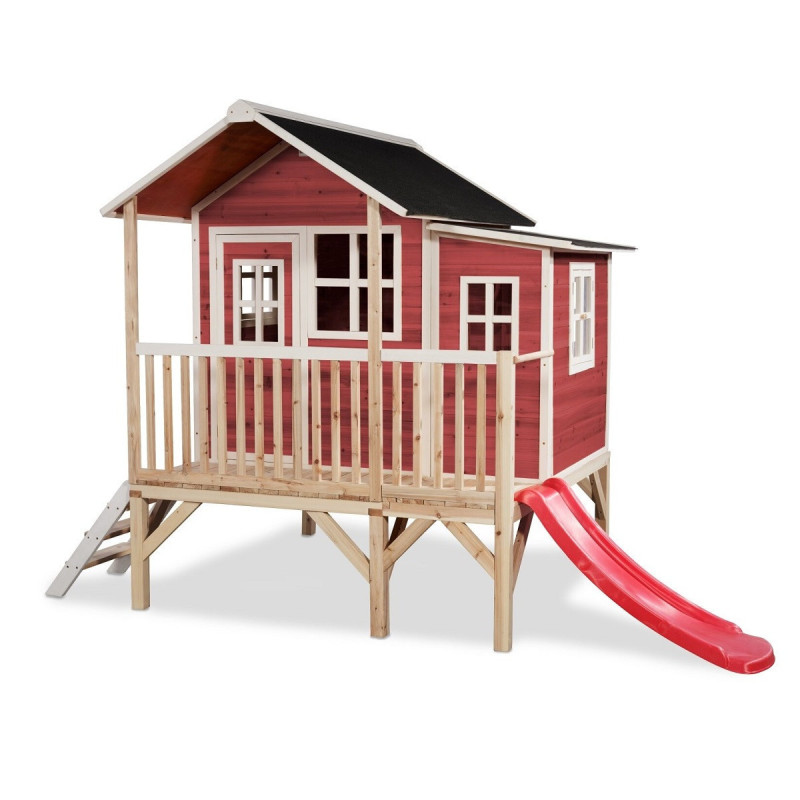 Cabane de jeux en bois Loft 350 - coloris rouge - Exit Toys