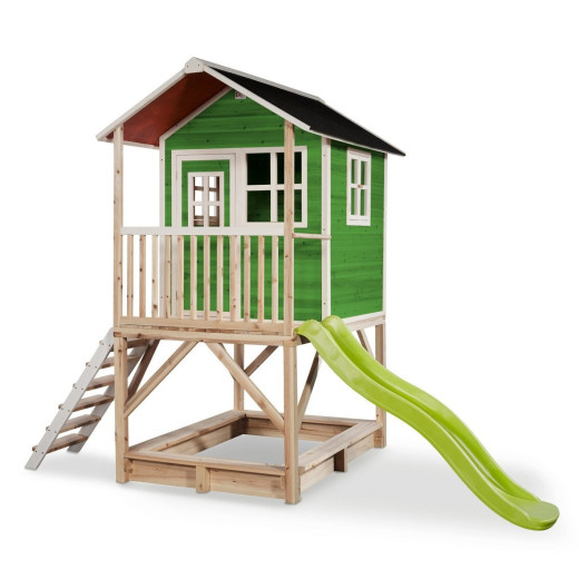 Cabane de jeux en bois Loft 500 - coloris vert - Exit Toys