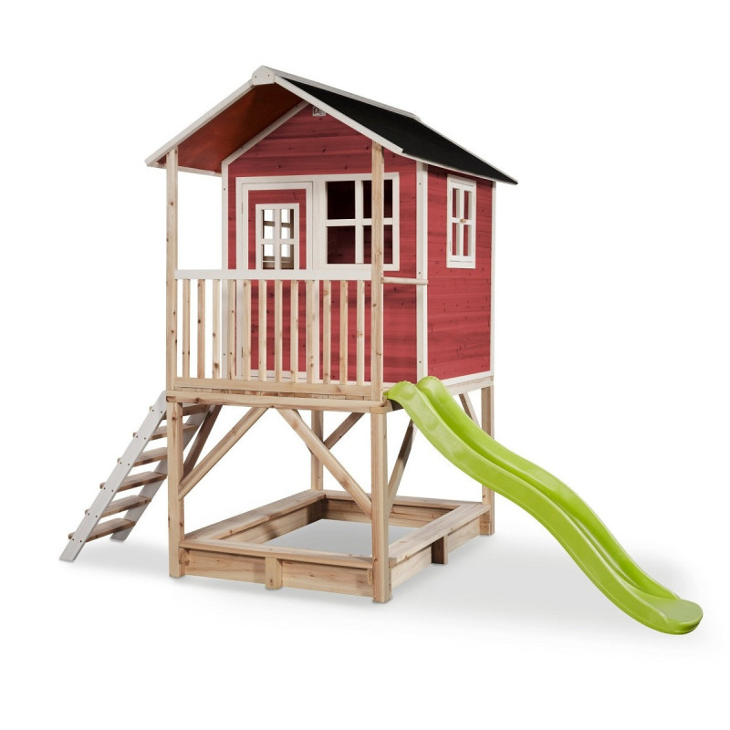 Cabane de jeux en bois Loft 500 - coloris rouge - Exit Toys