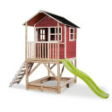 Cabane de jeux en bois Loft 500 - coloris rouge - Exit Toys
