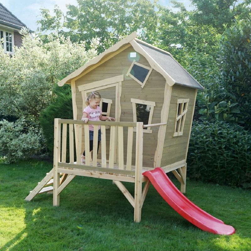 Cabane de jeux en bois Crooky 300 - coloris gris-beige - Exit Toys