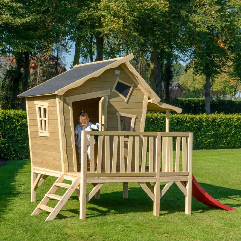 Cabane de jeux en bois Crooky 350 - coloris gris-beige - Exit Toys