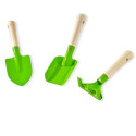 Table de jeux en bois gris avec 2 bacs, parasol et outils - Exit Toys