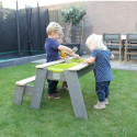 Table de jeux en bois massif avec 2 bacs et 1 banc - Exit Toys