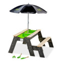 Table de jeux en bois avec 1 banc, parasol et outils - Exit Toys