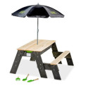 Table de jeux en bois avec 1 banc, parasol et outils - Exit Toys