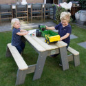 Table de jeux en bois massif avec 2 bacs et 2 bancs - Exit Toys