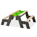 Table de jeux en bois massif avec 2 bacs et 2 bancs - Exit Toys