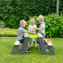 Table de jeux en bois massif avec 2 bacs et 2 bancs - Exit Toys