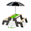 Table de jeux en bois avec 2 bancs, parasol et outils - Exit Toys